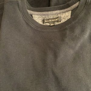 Navy waffle knit crew neck long sleeve